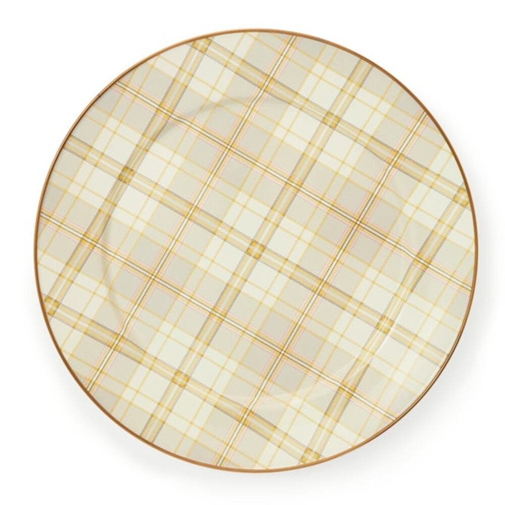 4pk MacKenzie-Childs Tartan Latte 12in Chargers NEW